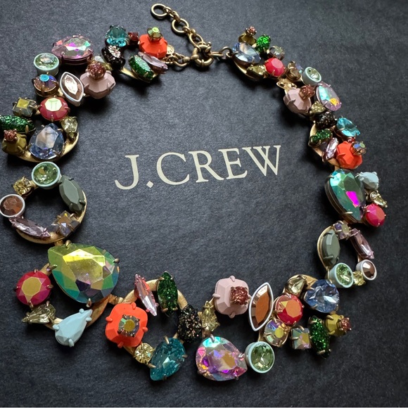 J. Crew multi-color Iridescent Crystal Cluster Necklace. - Picture 5 of 6